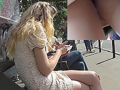 Blonde peach was caught in upskirt free video